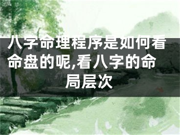 八字命理程序是如何看命盘的呢,看八字的命局层次