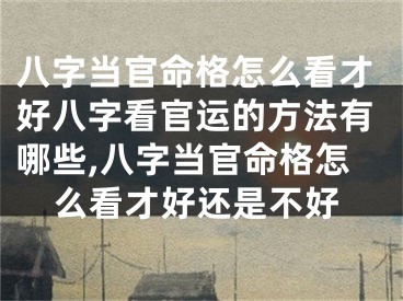 八字当官命格怎么看才好八字看官运的方法有哪些,八字当官命格怎么看才好还是不好