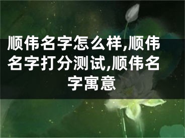 顺伟名字怎么样,顺伟名字打分测试,顺伟名字寓意
