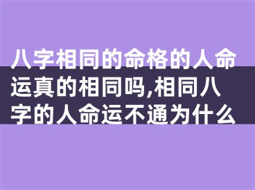 八字相同的命格的人命运真的相同吗,相同八字的人命运不通为什么