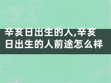辛亥日出生的人,辛亥日出生的人前途怎么样