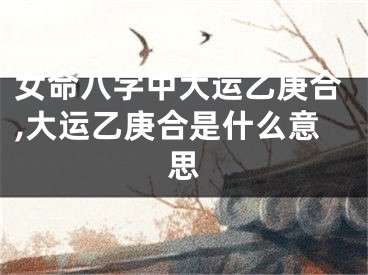 女命八字中大运乙庚合,大运乙庚合是什么意思