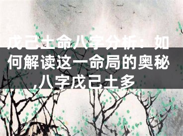戊己土命八字分析:如何解读这一命局的奥秘,八字戊己土多