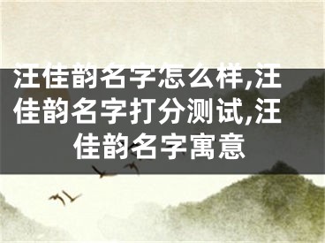 汪佳韵名字怎么样,汪佳韵名字打分测试,汪佳韵名字寓意