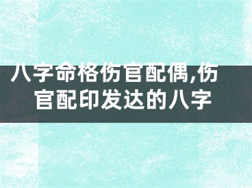 八字命格伤官配偶,伤官配印发达的八字