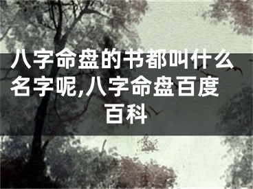 八字命盘的书都叫什么名字呢,八字命盘百度百科