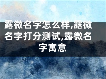 露微名字怎么样,露微名字打分测试,露微名字寓意