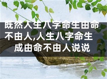 既然人生八字命生由命不由人,人生八字命生成由命不由人说说