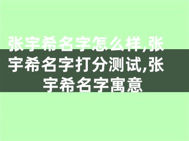 张宇希名字怎么样,张宇希名字打分测试,张宇希名字寓意