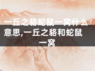 一丘之貉蛇鼠一窝什么意思,一丘之貉和蛇鼠一窝