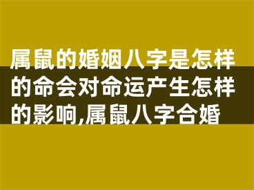 属鼠的婚姻八字是怎样的命会对命运产生怎样的影响,属鼠八字合婚