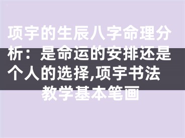项宇的生辰八字命理分析:是命运的安排还是个人的选择,项宇书法教学基本笔画