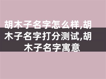 胡木子名字怎么样,胡木子名字打分测试,胡木子名字寓意