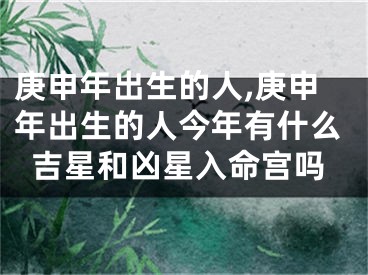 庚申年出生的人,庚申年出生的人今年有什么吉星和凶星入命宫吗