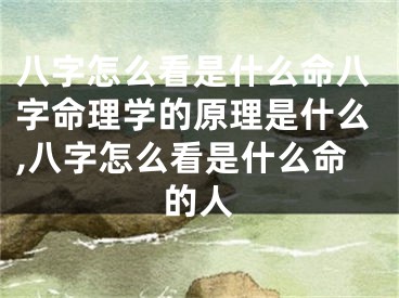 八字怎么看是什么命八字命理学的原理是什么,八字怎么看是什么命的人