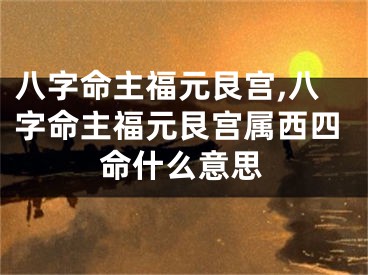 八字命主福元艮宫,八字命主福元艮宫属西四命什么意思
