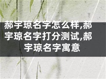 郝宇琼名字怎么样,郝宇琼名字打分测试,郝宇琼名字寓意
