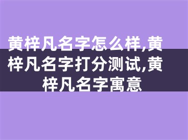 黄梓凡名字怎么样,黄梓凡名字打分测试,黄梓凡名字寓意