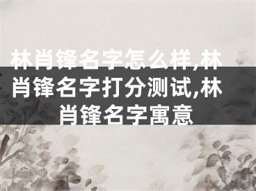 林肖锋名字怎么样,林肖锋名字打分测试,林肖锋名字寓意
