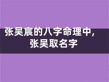 张吴宸的八字命理中,张吴取名字