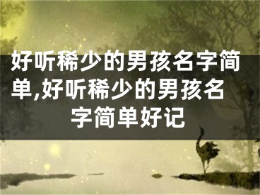 好听稀少的男孩名字简单,好听稀少的男孩名字简单好记