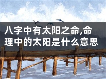 八字中有太阳之命,命理中的太阳是什么意思