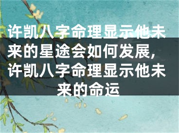 许凯八字命理显示他未来的星途会如何发展,许凯八字命理显示他未来的命运