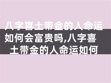 八字喜土带金的人命运如何会富贵吗,八字喜土带金的人命运如何