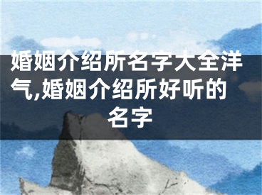 婚姻介绍所名字大全洋气,婚姻介绍所好听的名字