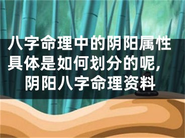 八字命理中的阴阳属性具体是如何划分的呢,阴阳八字命理资料