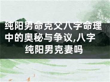 纯阳男命克父八字命理中的奥秘与争议,八字纯阳男克妻吗