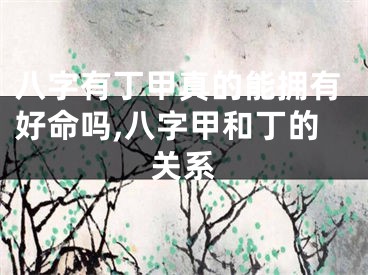 八字有丁甲真的能拥有好命吗,八字甲和丁的关系