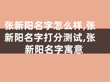 张新阳名字怎么样,张新阳名字打分测试,张新阳名字寓意