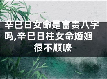 辛巳日女命是富贵八字吗,辛巳日柱女命婚姻很不顺嚒