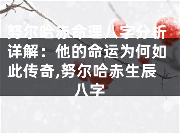 努尔哈赤命理八字分析详解：他的命运为何如此传奇,努尔哈赤生辰八字