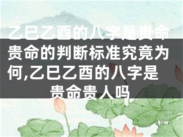 乙巳乙酉的八字是贵命贵命的判断标准究竟为何,乙巳乙酉的八字是贵命贵人吗