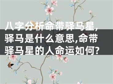 八字分析命带驿马星,驿马是什么意思,命带驿马星的人命运如何?