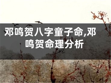 邓鸣贺八字童子命,邓鸣贺命理分析