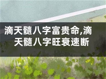 滴天髓八字富贵命,滴天髓八字旺衰速断