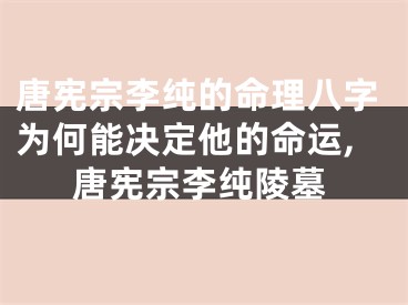 唐宪宗李纯的命理八字为何能决定他的命运,唐宪宗李纯陵墓
