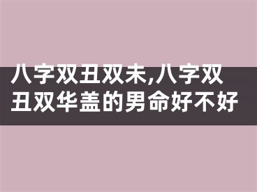 八字双丑双未,八字双丑双华盖的男命好不好