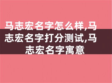 马志宏名字怎么样,马志宏名字打分测试,马志宏名字寓意