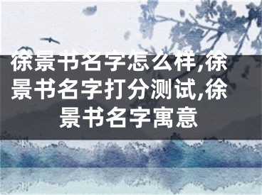徐景书名字怎么样,徐景书名字打分测试,徐景书名字寓意