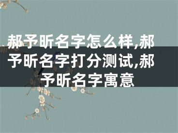 郝予昕名字怎么样,郝予昕名字打分测试,郝予昕名字寓意