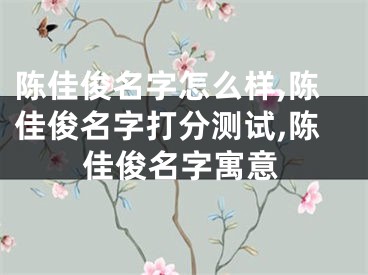陈佳俊名字怎么样,陈佳俊名字打分测试,陈佳俊名字寓意