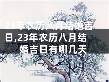 23年农历八月结婚吉日,23年农历八月结婚吉日有哪几天
