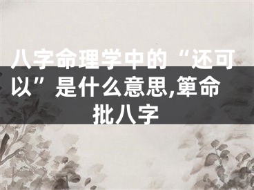 八字命理学中的“还可以”是什么意思,箄命批八字