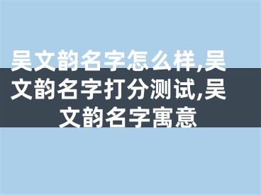 吴文韵名字怎么样,吴文韵名字打分测试,吴文韵名字寓意