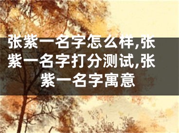 张紫一名字怎么样,张紫一名字打分测试,张紫一名字寓意