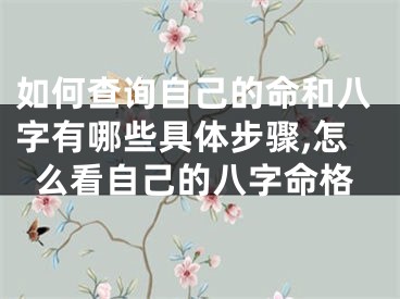 如何查询自己的命和八字有哪些具体步骤,怎么看自己的八字命格